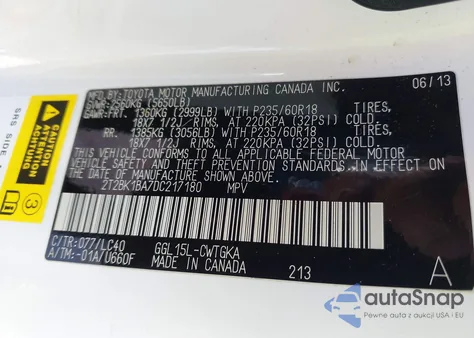 2013 Lexus Rx 350 from USA, damaged, VIN 2T2BK1BA7DC217180